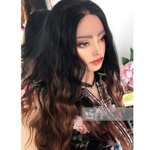 24" Black Brown Ombre Wavy Lace Front Wig Samantha